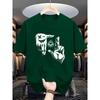 Men's Summer 100%  Pure Cotton Fashionable Casual Loose Texas Longhorn Cow Skull Pattern Printed Round Neck Short Sleeved T-shirt