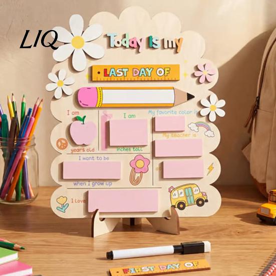 Kitchen Memo Board First Day of School Sign, Reusable Wooden Chalkboard Sign for Kids, Back Farmhouse Decor Blackboard to Decorations Supplies