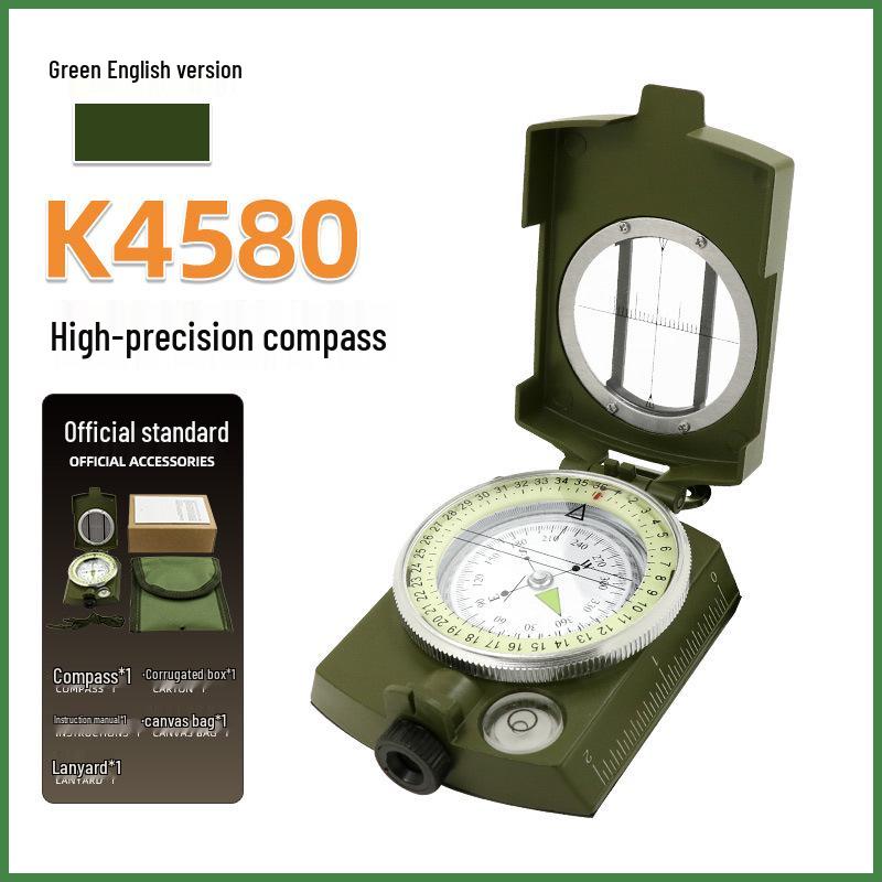 American Military Green Multifunctional Metal Compass K4580 - High Precision, Luminous, Outdoor Use