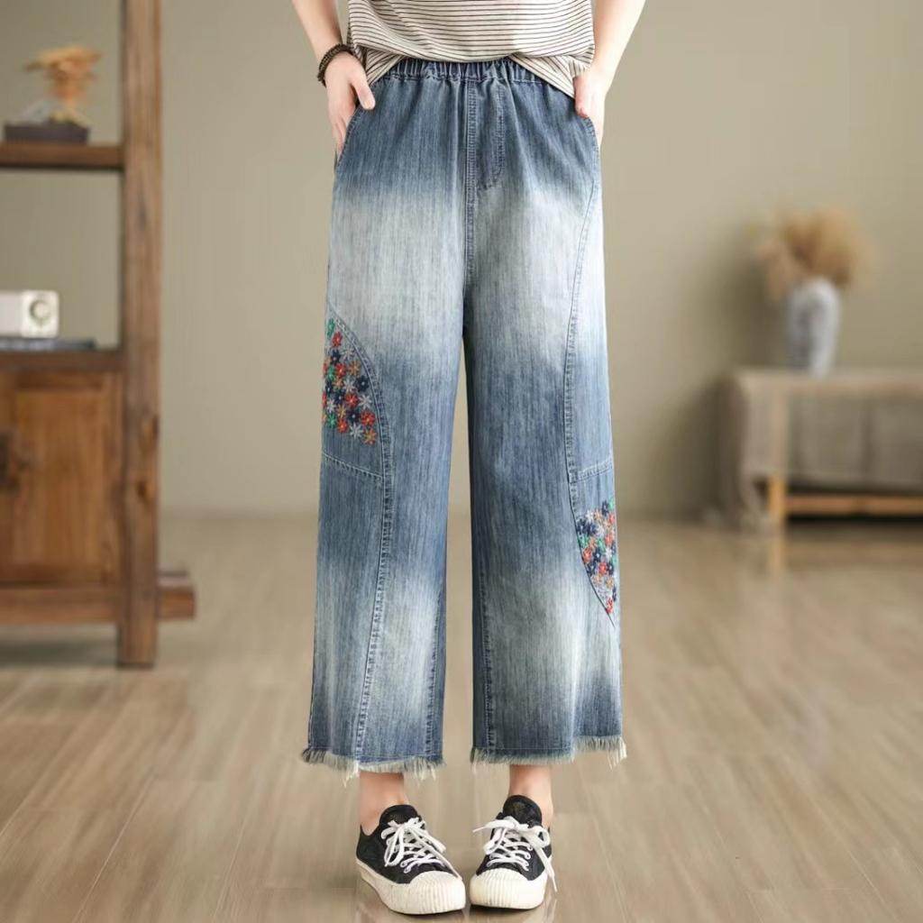 Spring and Summer Women's Jeans Women's High Waisted Jeans Loose Oversized Casual Pants