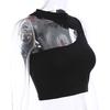 Lato bez rękawów seksowne kobiety dziewczęta letnia kamizelka Crop Top koszula bluzka Casual Slim czarne zbiorniki Hot