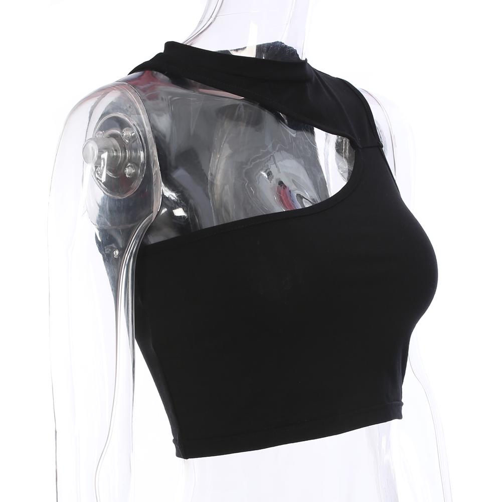 Lato bez rękawów seksowne kobiety dziewczęta letnia kamizelka Crop Top koszula bluzka Casual Slim czarne zbiorniki Hot