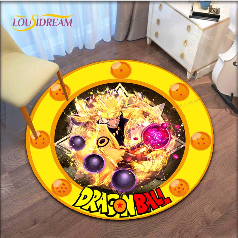 GOKU Carpet Cartoon Dragon Ball Non-slip Floormat Area Rug Round Play Mat for Playroom Kidsroom  Rugs for Bedroom