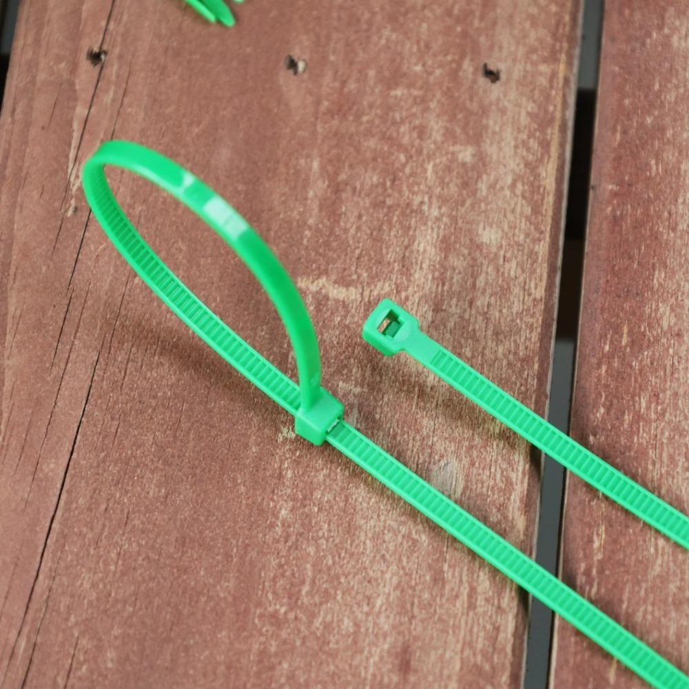 Green Nylon Cable Ties Self-Locking Cord Ties Wire Binding Wrap Straps for Plants Garden Fence Fixed Fastener Rings