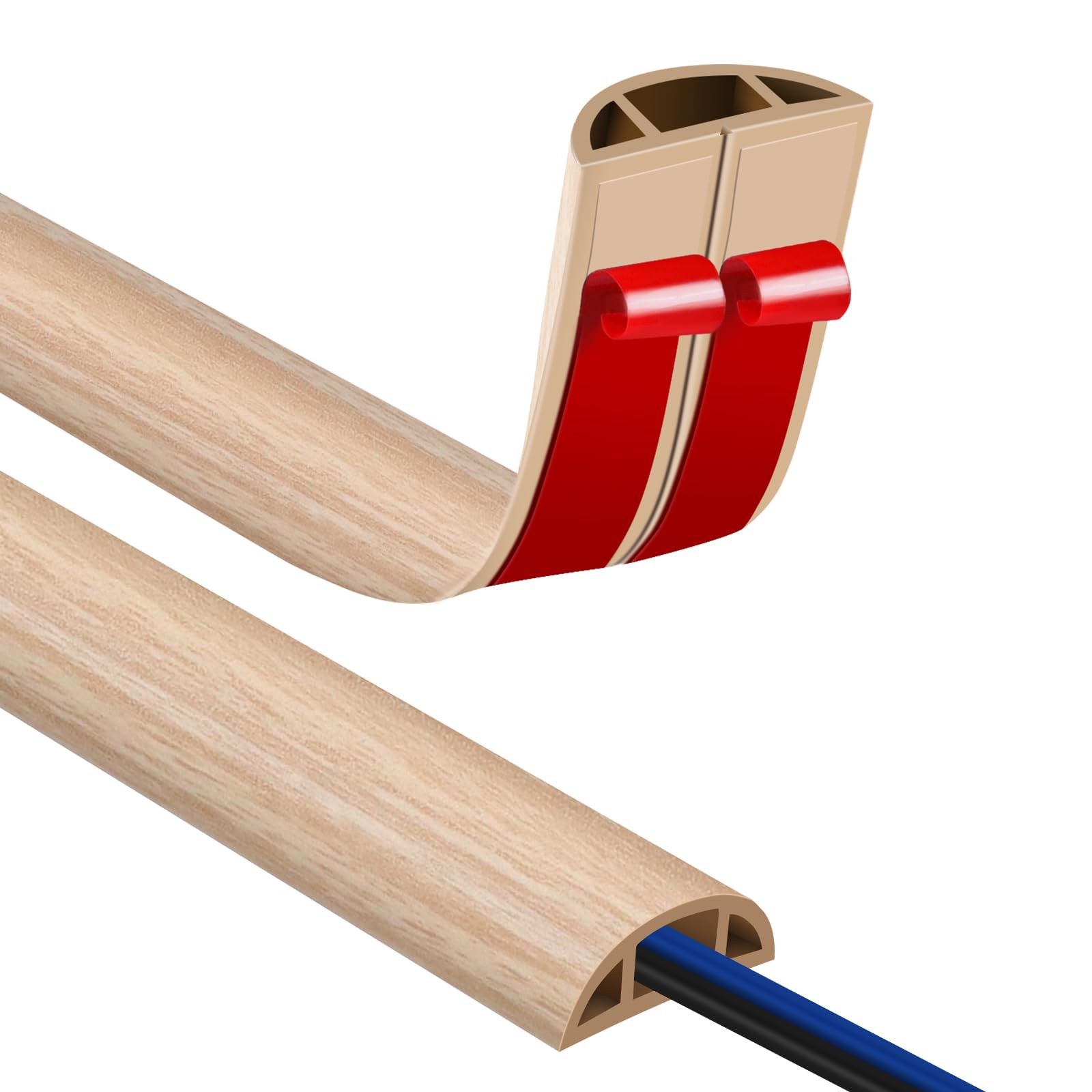 

Floor Cord Cover, 3m Adhesive Cable Cover, Thin, Conceals Cables, and Conceals Cables, Suitable for Homes, Offices, Warehouses, and More, White Oak