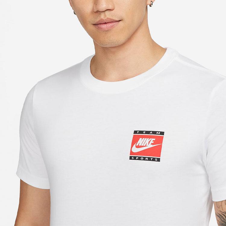 Nike Printed Logo Solid Color Crew Neck Short Sleeve T-Shirt Men Tops White DJ2729-100
