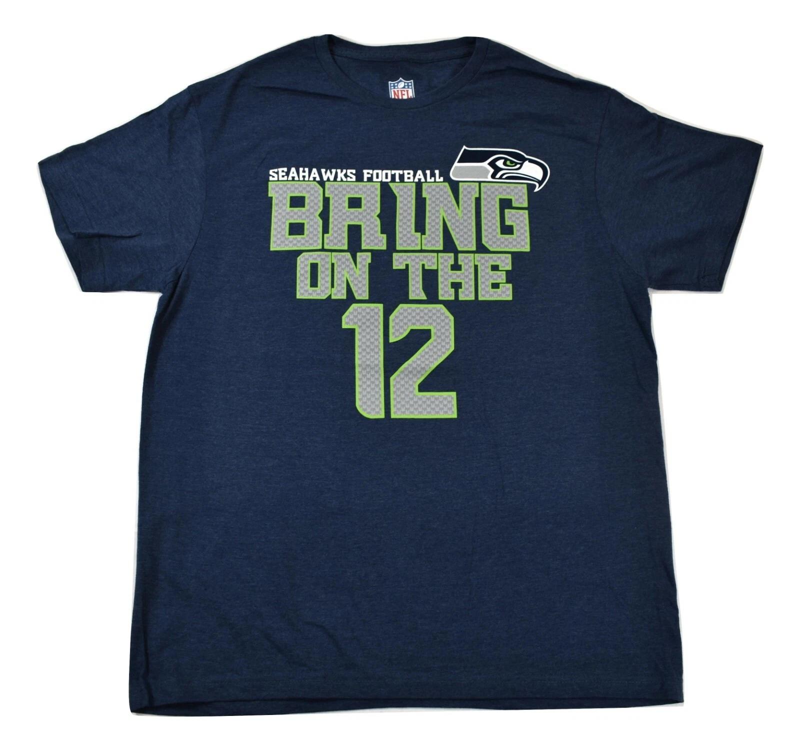 NFL Team Apparel Mens Seattle Seahawks Football Bring The 12 Shirt M, L, XL, 2XL L