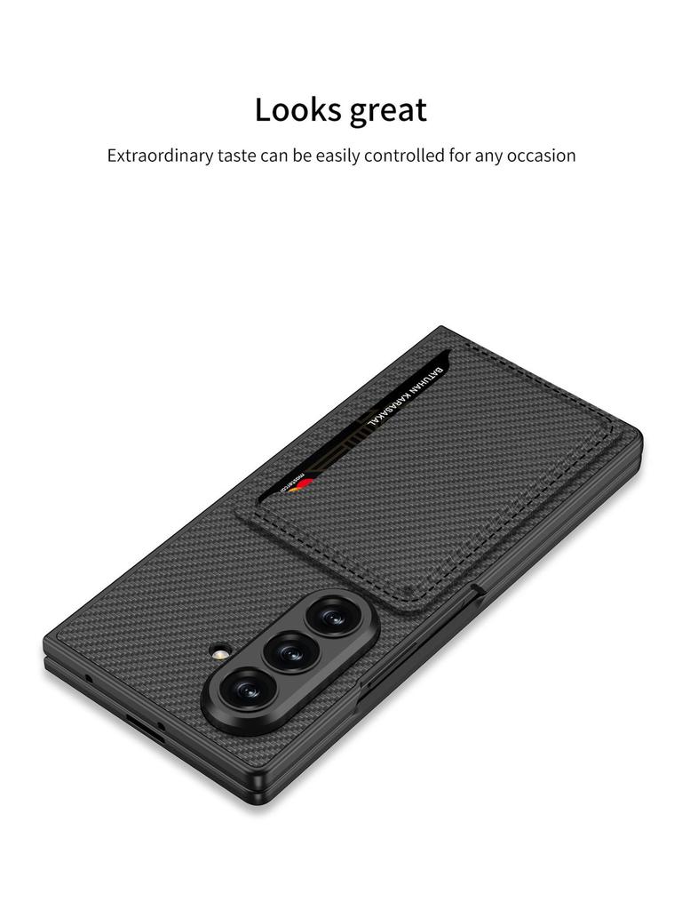 Samsung Z Fold7 Ultra-Thin Leather Phone Case with Card Holder & Stand