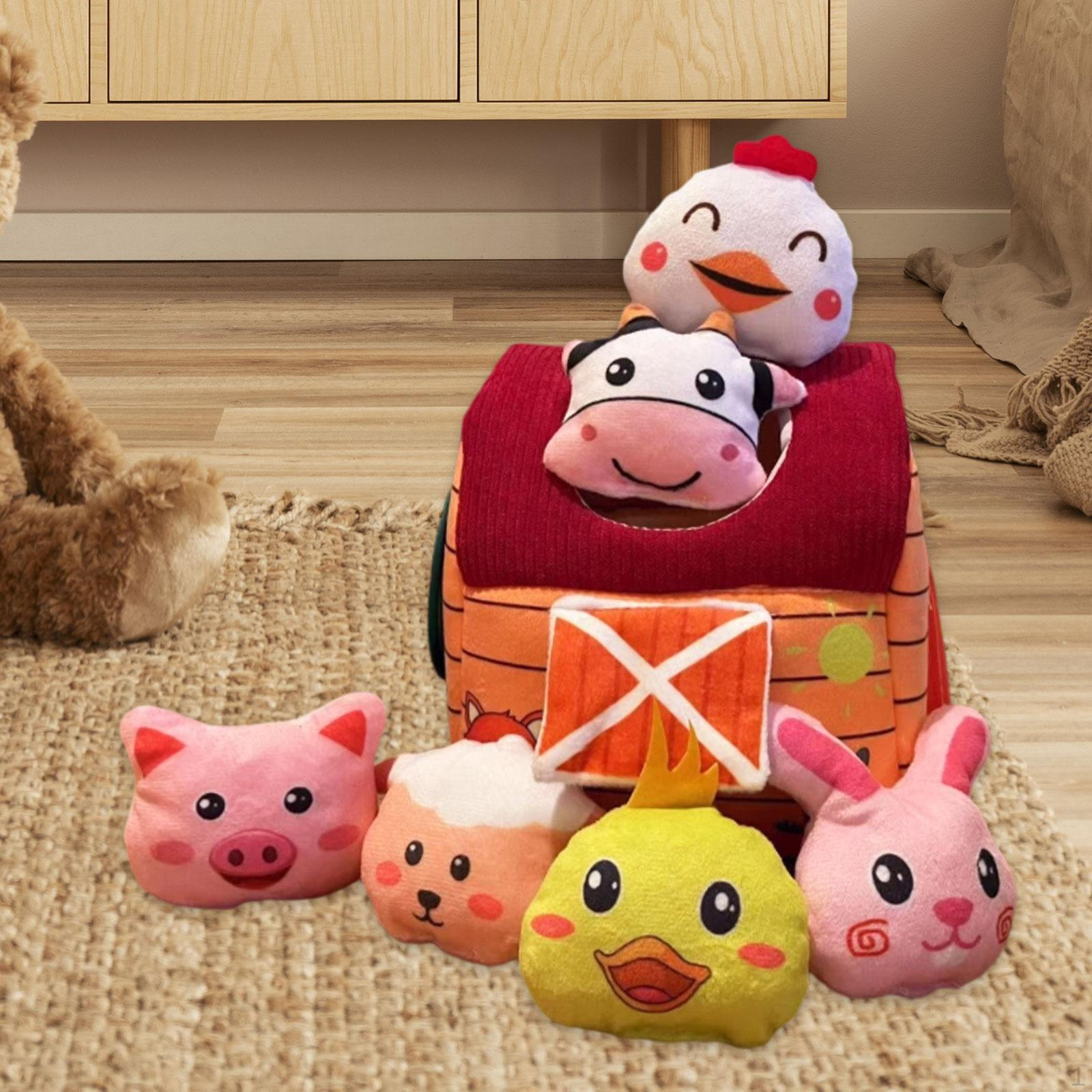 

Stuffed Farm Animals Animal Toys Cute Mini Farmhouse House Set Dolls for Kids Boys Girls Style A