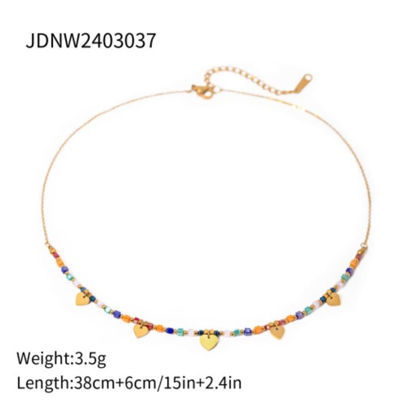 Uworld Temperament Heart Pendant Chain Necklace for Women Stainless Steel Stylish Choker 18 K Jewelry Waterproof Party Gift