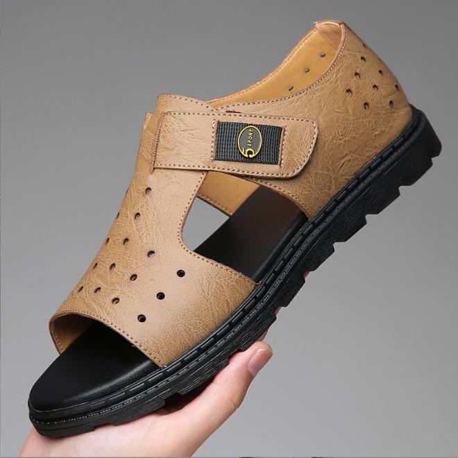 Fashion Genuine Leather Men Roman Sandals Luxury Open Toe Flat Casual Shoes Male Comfor Soft Beach Shoes Fashion Designer Men Sandalias