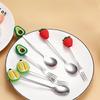 Cucharas de café de acero inoxidable con forma de fruta, cuchara de postre, tenedor, cuchara de té para dulces, vajilla para bebidas, suministros de cocina