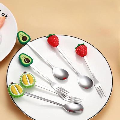 Stainless Steel Fruit Shaped Coffee Spoons Fruit Dessert Spoon Fork Candy Tea Spoon Drink Tableware Kitchen Supplies