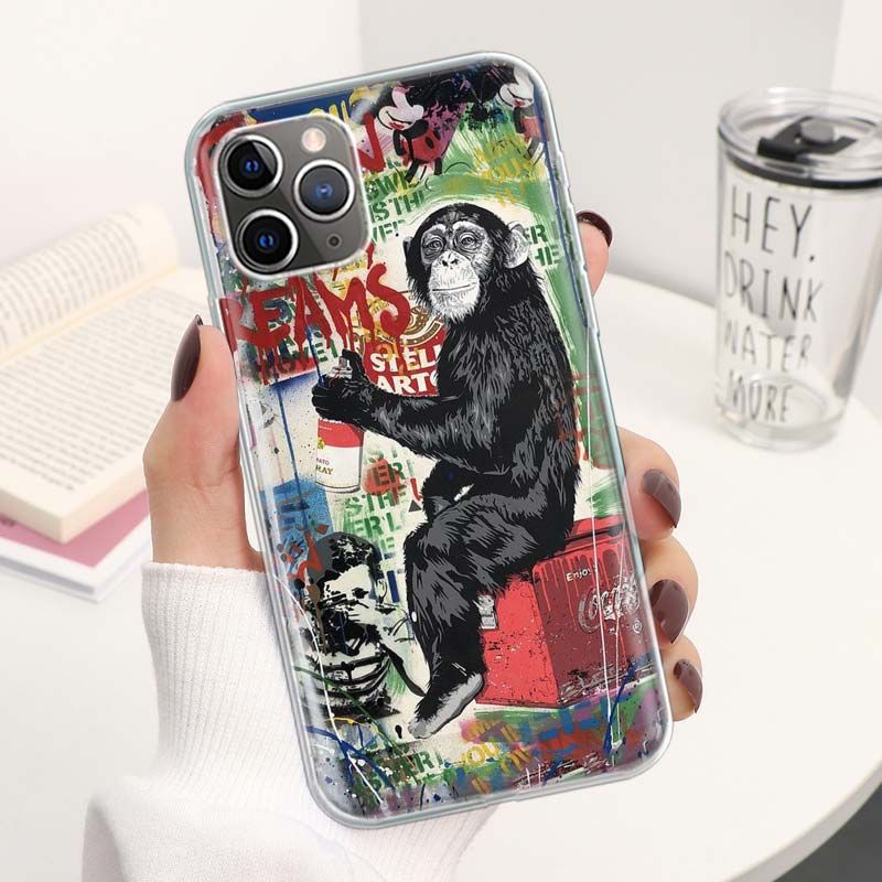 Banksy Graffiti Art Phone Case For Apple iPhone 16 15 14 13 12 11 Pro Max Mini XS XR X 7 Plus 8 + SE Soft Silicone Print Shell F