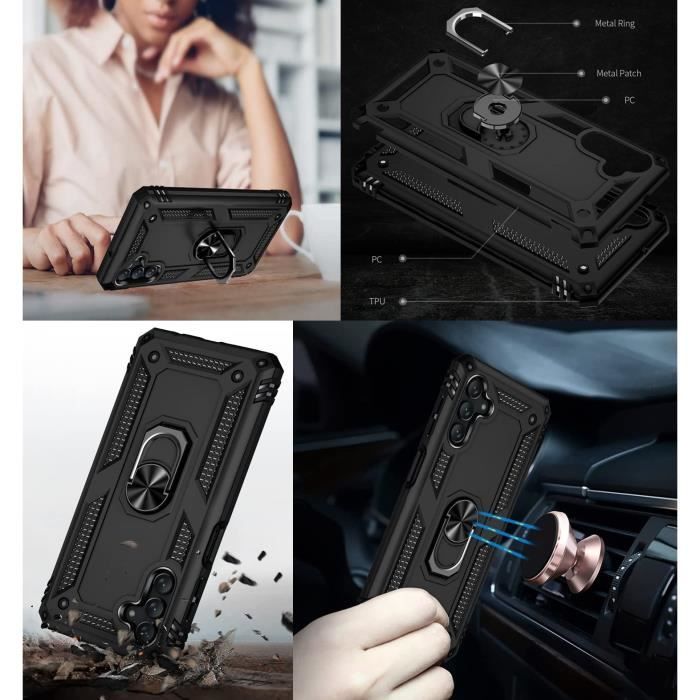 Coque - Phonillico - Samsung Galaxy A04S - Antichoc - Style Militaire - Anneau Rotatif 360°