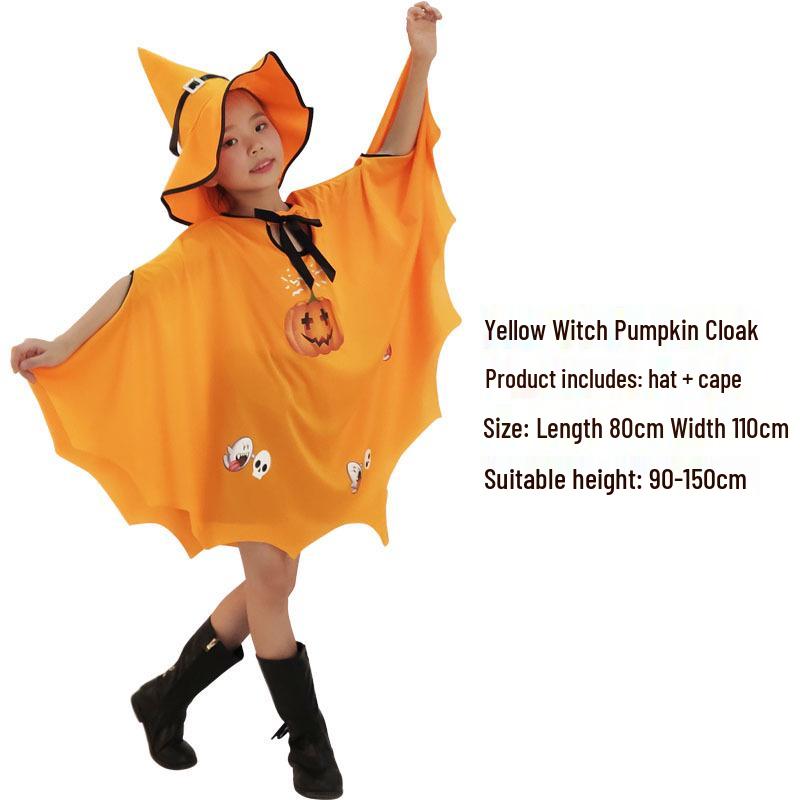 

Плащ ведьмы и тыквы на Хэллоуин Lanman со шляпой для детей One Size