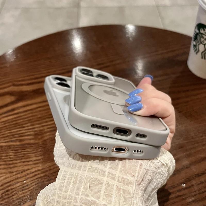 Luxury Wireless Charge For Magsafe Transparent Case For iPhone 16 15 14 13 11 12 Pro Max Plus Mini Magnetic Bumper Cases Cover