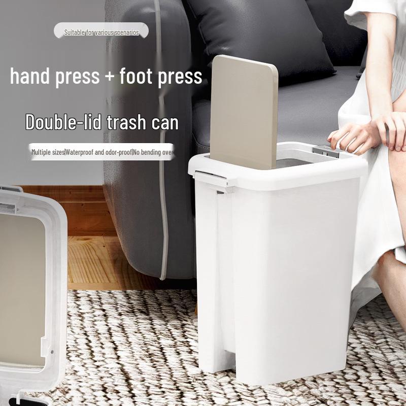 Large Foot-Operated Trash Can with Lid for Living Room