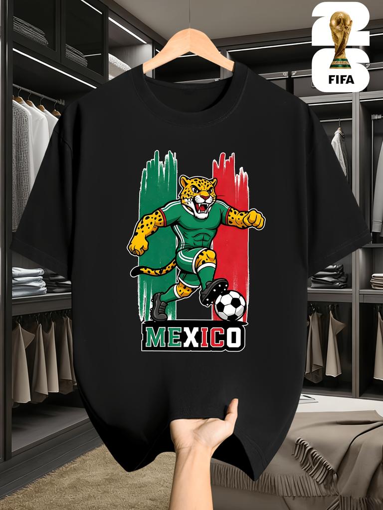 2026 USA-Mexico World Cup, FIFA Men's Basic and Fun Printed Short-sleeved T-shirt, Perfect for Summer Outings
