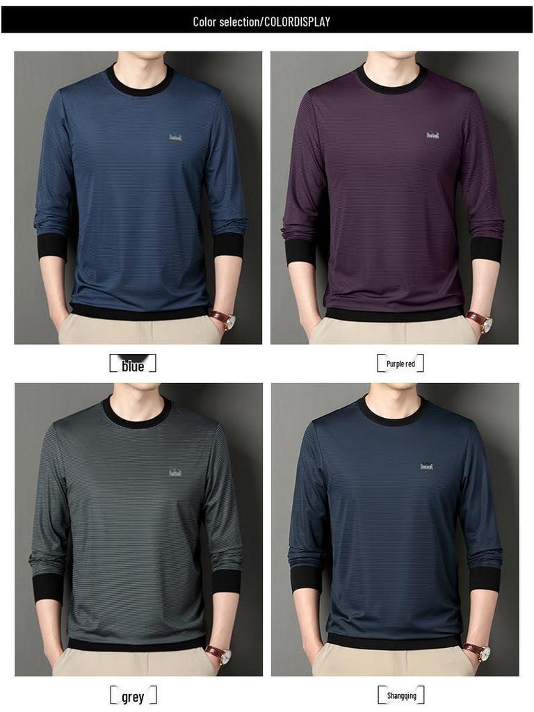 Herren Gestreiftes Langarm Rundhals Sweatshirt für Frühling & Herbst