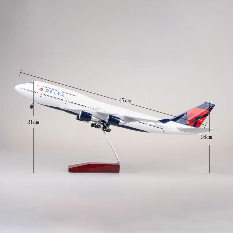 Display Airplane Model Plane 747 Delta Airlines 1/150 Scale 47CM B747 Airplane Kit Resin Modern decoration home halloween