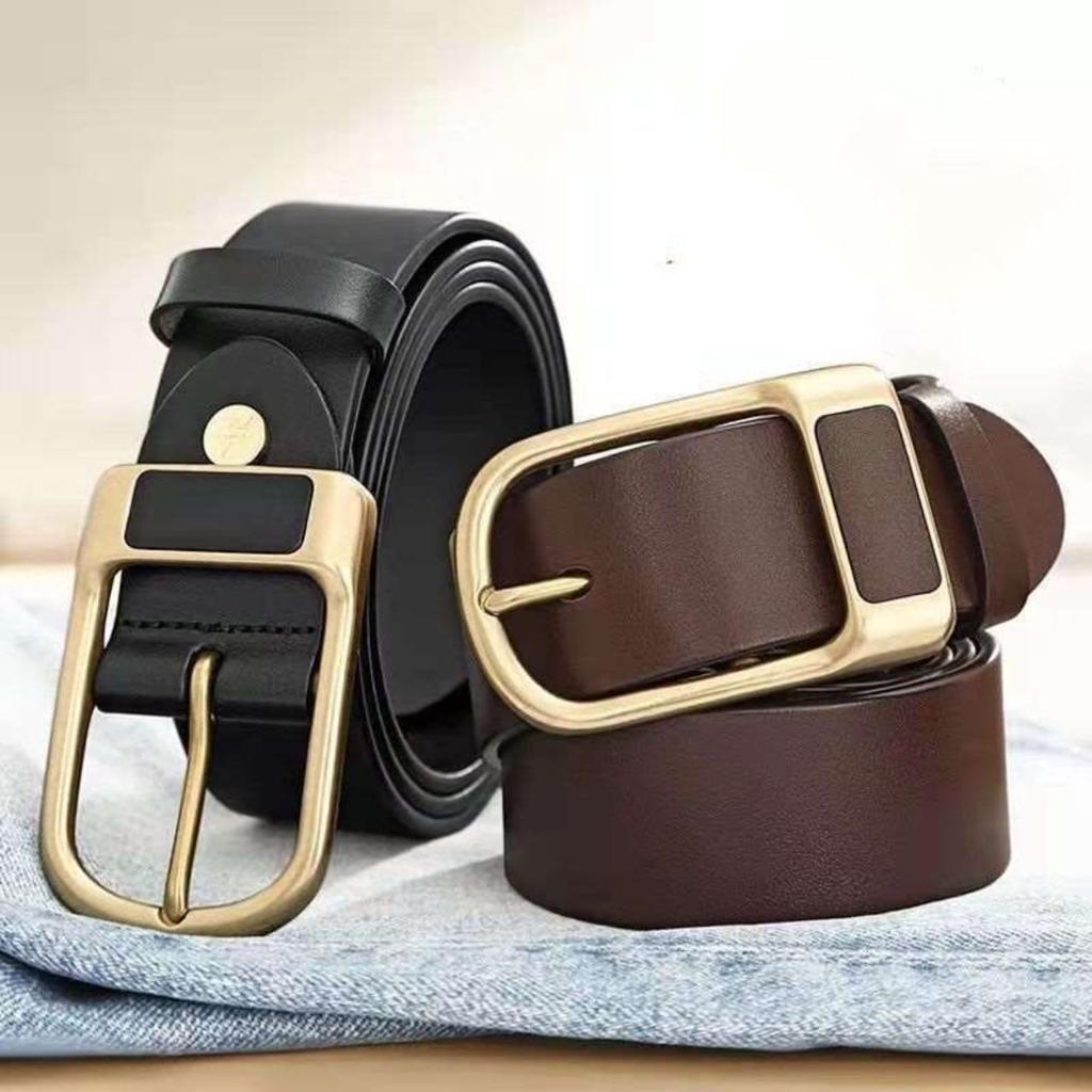 Single Men's Leather Alloy Buckle Belt, Fashionable, Casual, Simple, Personalized, Business Retro, Classic, Versatile and Trendy