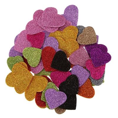 50 Stück Wandaufkleber Glitzernder Effekt Herz Schaumstoff DIY Aufkleber Heim Kindergarten Dekoration