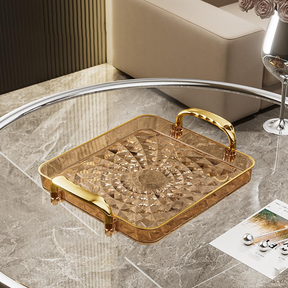 Rectangular Snack Serving Plate Rhomboid Pattern Tea Tray Durable Kitchen Storage Tray Living Room