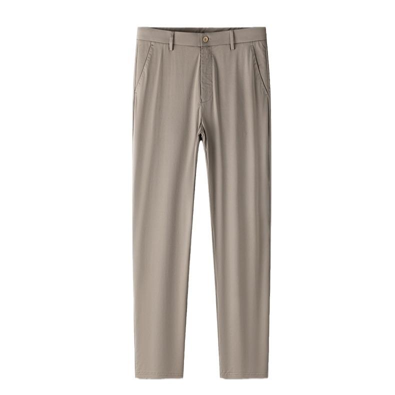 Autumn Casual Pants Men's Straight Trousers High-end Business High-elastic Ice Silk Pants Without Ironing Men's Pants