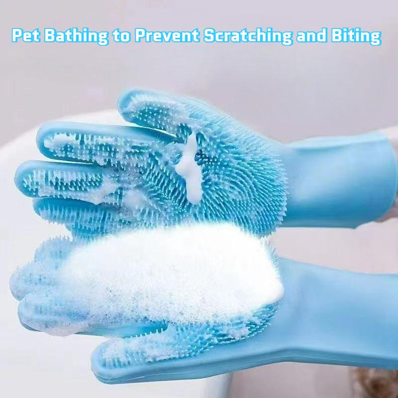 Pet Grooming Cleaning Gloves Dog Cat Bathing Shampoo Glove Scrubber Magic Dishwashing Cleanner Sponge Silicon Hair Removal Glove