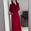 Women's Pleated Waist Tie Long Sleeve Dress