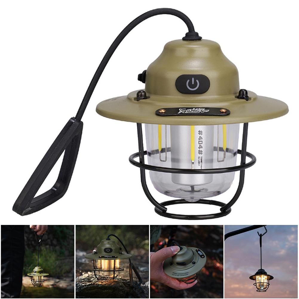 LED Camping Lantern Hanging Tent Light Type C Charging Dimming Emergency Lamp 4 Light Modes IPX4 Waterproof for Fishing Camping