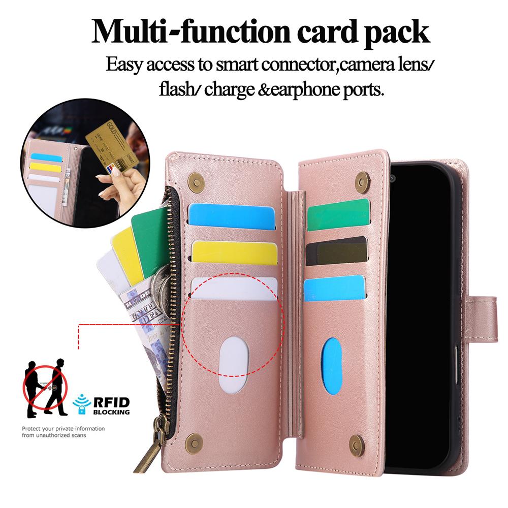 Lanyard Leather Flip Purse Phone Case for IPhone Air 17 Pro Max 16 15 14 Plus 13 12 Mini 7 8 Plus Wrist Strap Wallet Card Cover