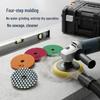 Four-Step Dry Polishing Pads for Stone, Fast-Grinding Pads for 34-Inch Angle Grinders, Marble & Granite Renovation Pads