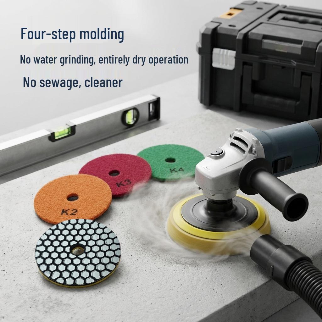 Four-Step Dry Polishing Pads for Stone, Fast-Grinding Pads for 34-Inch Angle Grinders, Marble & Granite Renovation Pads