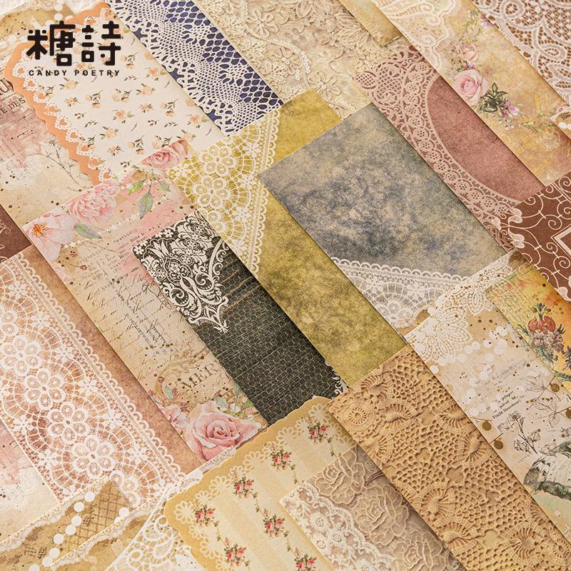 30 pcs Vintage ledger lace Decorative paper Creativity Decorative Diary Album Scrapbooking Background paper