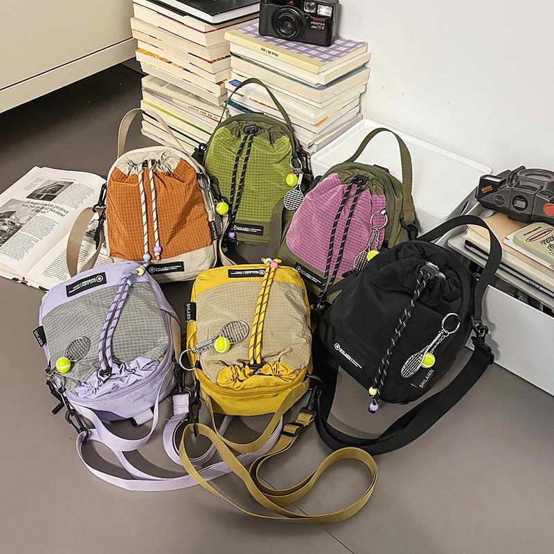Fashion Color Blocking Neutral Lightweight Nylon Drawstring Cup Bag For Cycling And Hiking