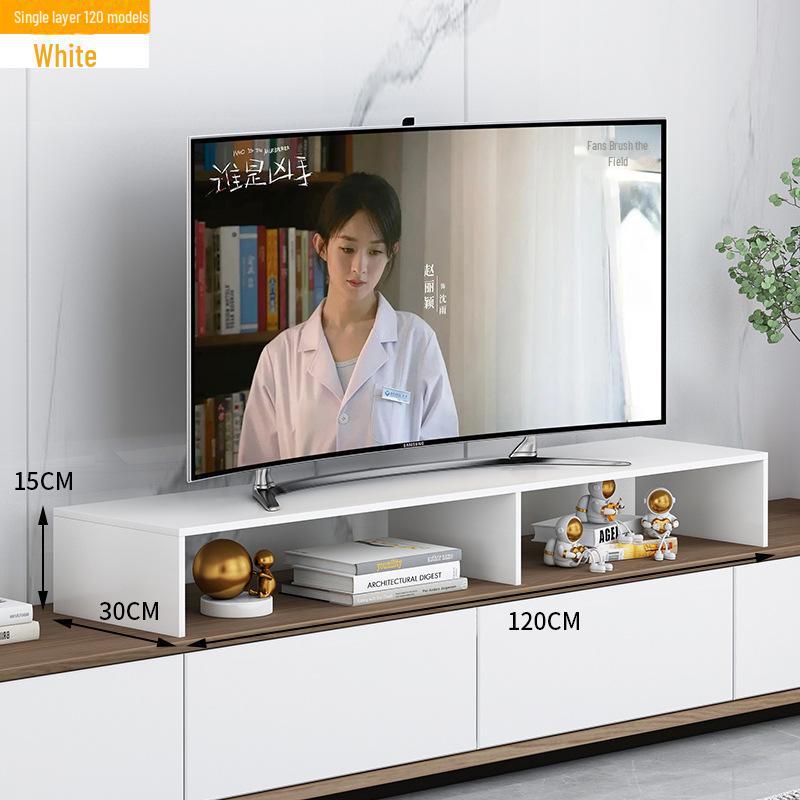 Elevated TV Stand with Storage and Height-Adjustable Bracket