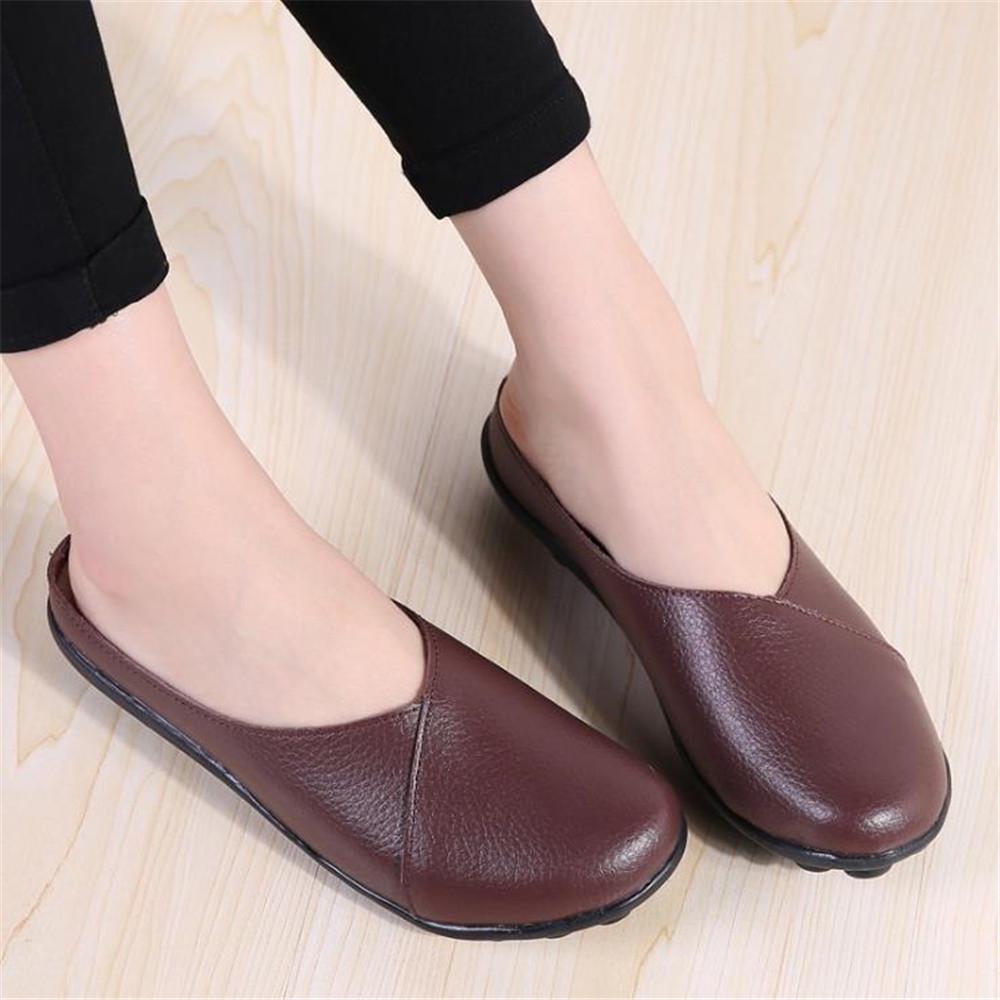 Women Summer Casual Genuine Leather Weace Slippers