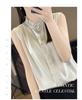 Wood Ear Lace Collar Silky Satin Sleeveless Slimming Vest for Women - Spring/Summer Temperament Shirt