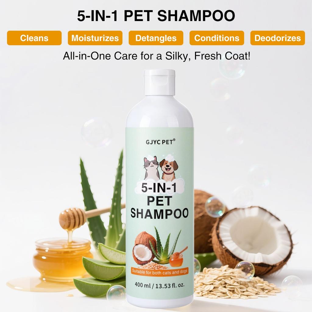 5-in-1 Haustier-Shampoo Haferflocken Kokosnuss Aloe Vera Honig Formel Beruhigt Empfindliche Haut Geruchsentferner Macht das Fell Weich