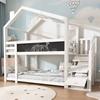 Children Bed Tree House with Storage Stairs, Loft Bed with Higher Safety Handrails, 90x200 Storage Bed Without Mattress, Kids Double-layer