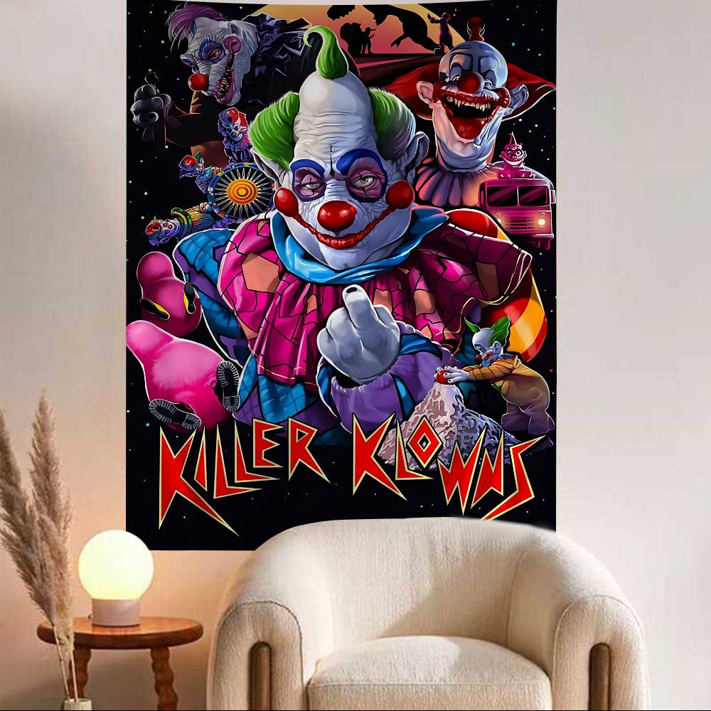 

Killer Klowns From Outer Space Anime Cartoon Tapestry Bohemian Wall Tapestries Mandala Wall Hanging Sheets 74x94cm(29x37in)