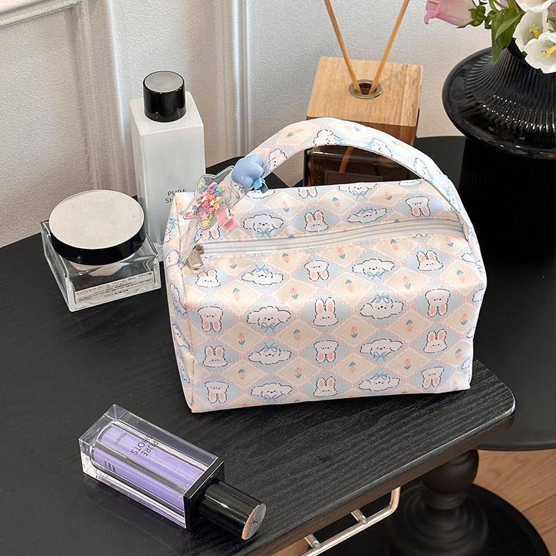 Cute Cartoon Cat Makeup Wash Bag Casual Travel Large Capacity Organizer Portable Handbag
