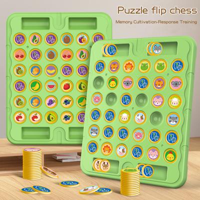 1/2Pcs Kids Animal Flip Chess Game 2 Players Memory Chess Matching Board Game