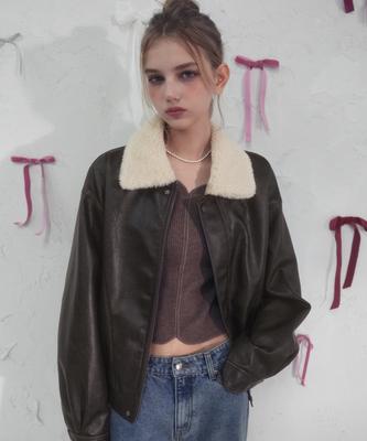 Vivacious Cafe Mocha Aviator Jacket Brown