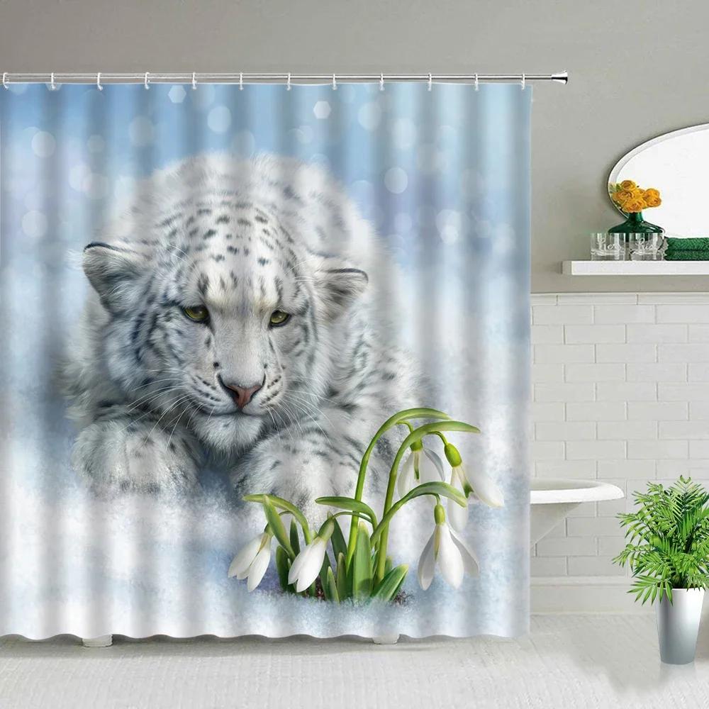 

HBM34Africa Анималистичные Леопард Шторы для душа Лев Жираф Тигр Волк Декор для ванной Занавеска для ванны Водонепроницаемая ткань Tv8^ W300xH180cm