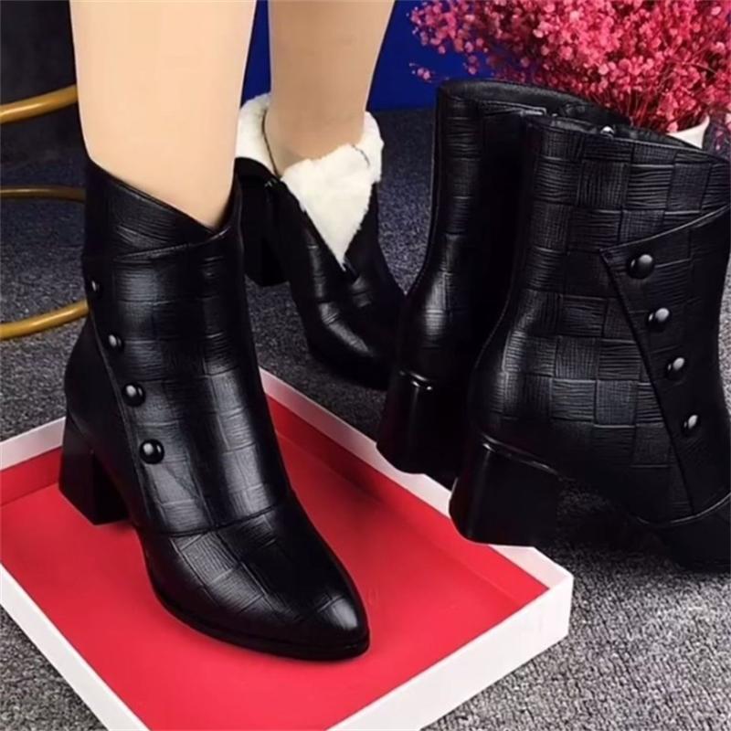 Brand Women Boots Chunky Chelsea High Boots Women 2024 New High Heels Shoes Designer Sexy Women Ankle Boots Big Size Botas Mujer
