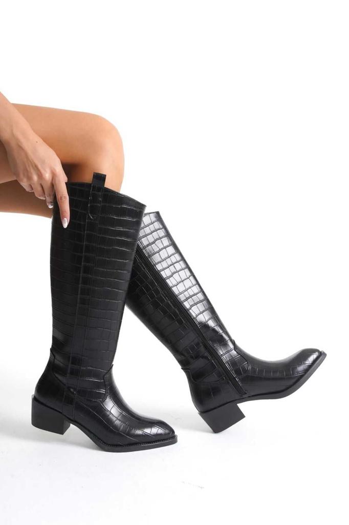 Women Modern Stylish Fashion Boots Faux Leather Suede Pointed Toe Zippered Knee High Tan Suede Boots