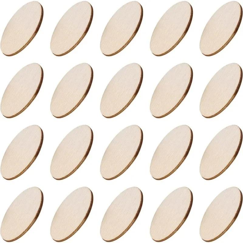 100pcs/lot Unfinished Wood Oval Slices Discs Natural Rustic Wooden Cutout Wood Craft Supplies for DIY Craft Wedding Christmas